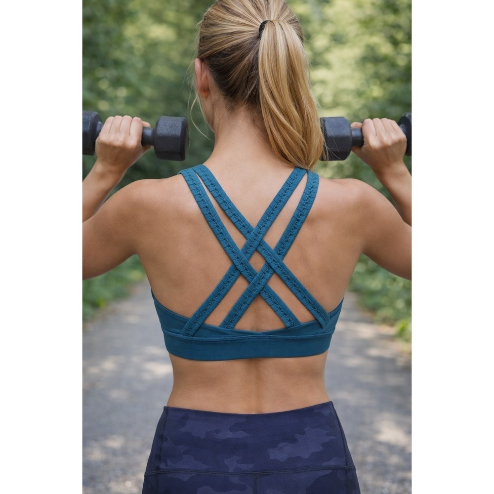 Lululemon 8 Energy Bra Braided Sea Green Strappy Sexy Athletic Gym - Picture 10 of 10